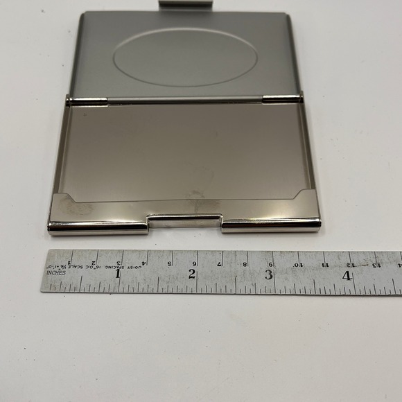 Versace Inspired Medusa Head Business Card Holder Silver Tone Metal - Picture 8 of 9